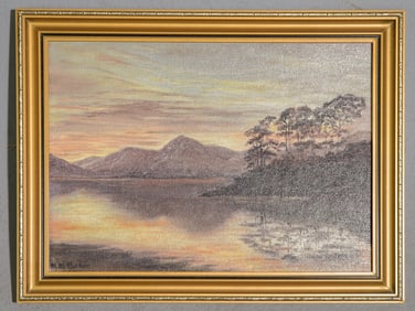 M. M. Parker Framed Oil on Board Landscape c.1985