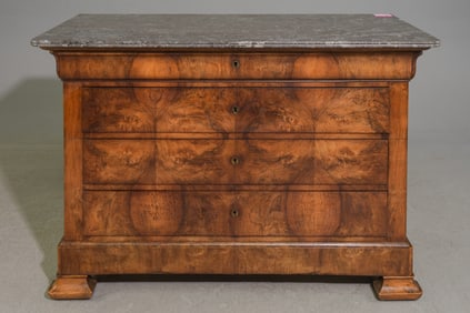 Louis Philippe Style Grey Marble Top 4 Drawer Chest #2