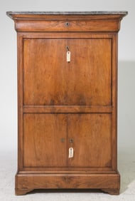 Louis Philippe Style Marble Top Secretary Abattant