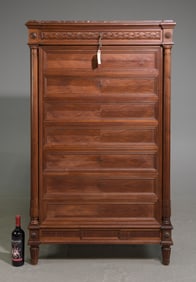 Louis XVI Style Red Marble Top Secretary Abattant