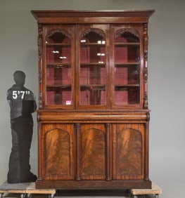 Victorian Mahogany Large Sliding Door Bookcase c.1890's