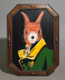 Jacobean Oak Framed Dapper Squirrel Portrait