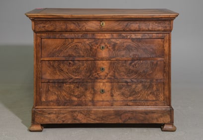 Louis Philippe Style Walnut Five Drawer Chest
