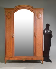 Louis XVI Style Mirror Door Mahogany Armoire