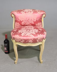 Louis XV Style Painted Pink Upholstered Vanity Chair