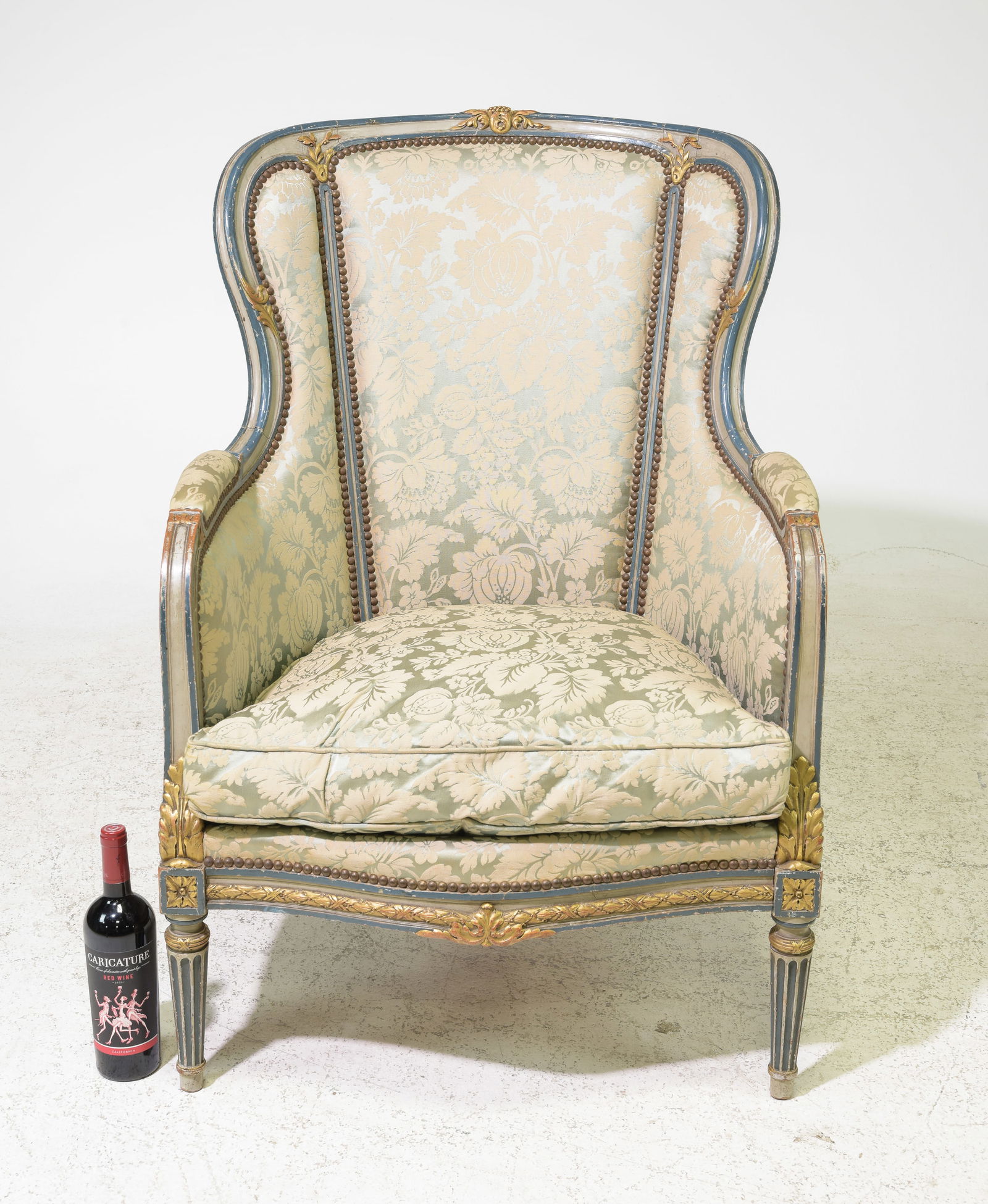 Louis XVI Style Painted Winged Back Arm Chair (1 of 6)