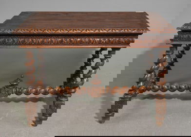 Louis XIII Style Oak French Twist Writing Table