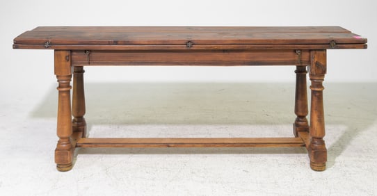 French Turned Leg Oak Envelope Table c.1920's