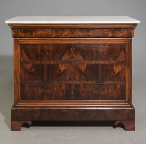 Louis Philippe Style White Marble Top Chest