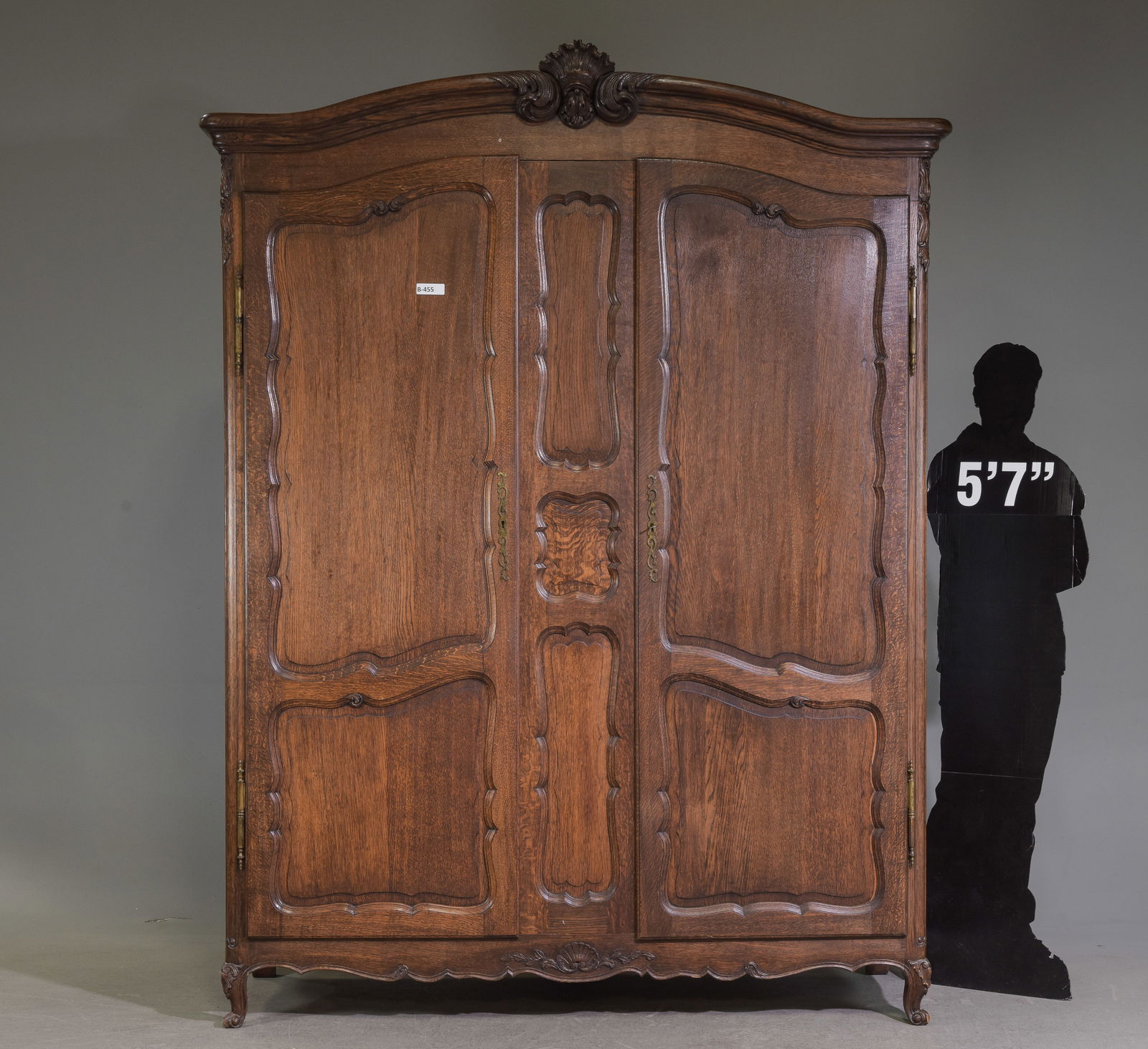 Louis XV Style Large Oak Double Door Armoire (1 of 8)