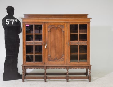 Jacobean Oak Triple Door Barley Twist Bookcase