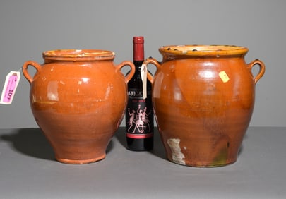 Two French Glazed Terracotta Confit Pots #2