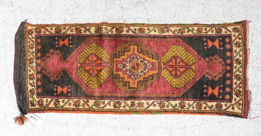 Hand Knotted Yastik Pillow Cover / Rug#2 - 4' x 2'