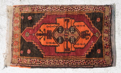 Hand Knotted Yastik Pillow Cover / Rug#3 - 4' x 2'