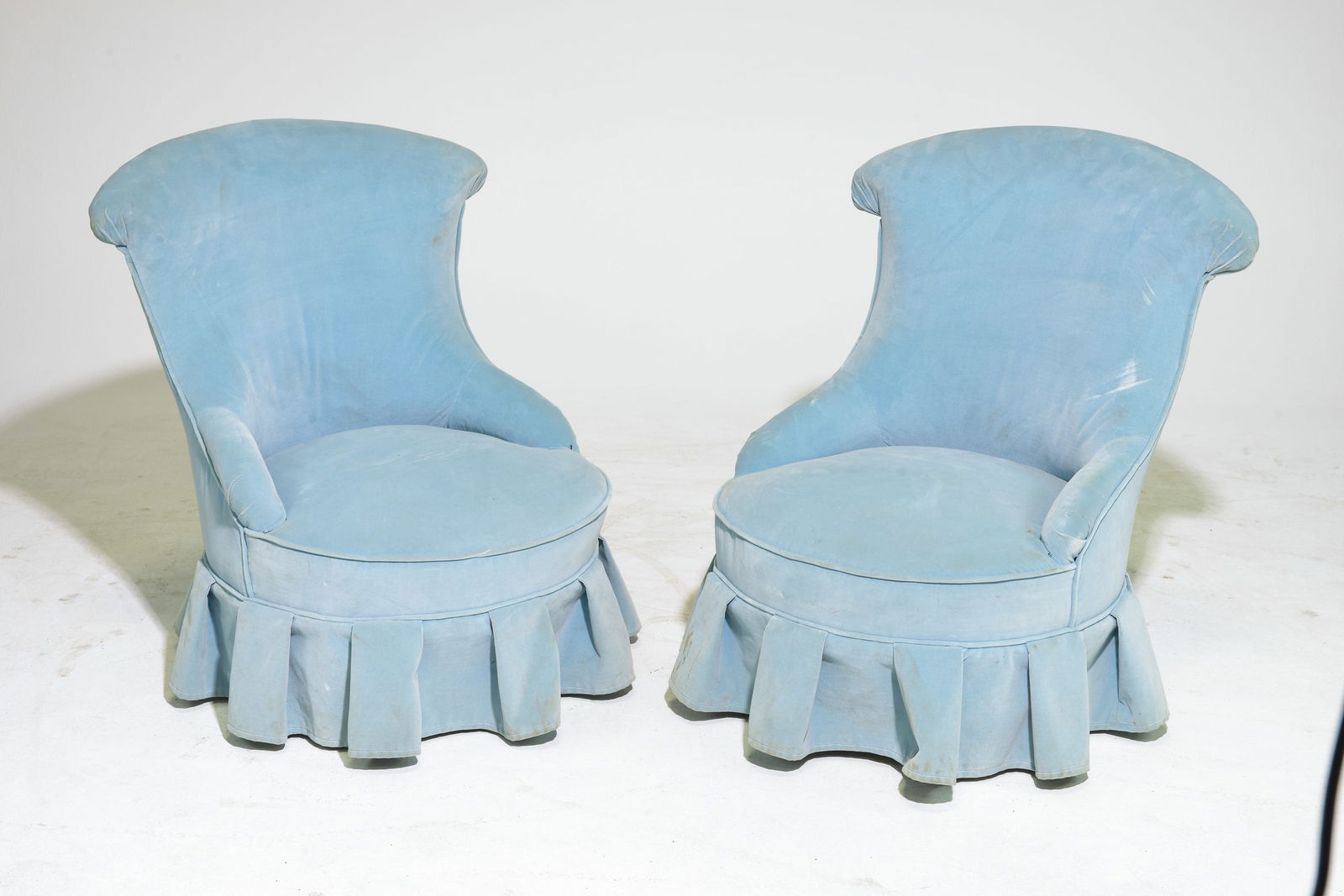 Set Of 2 French Blue Upholstered Chairs (1 of 5)
