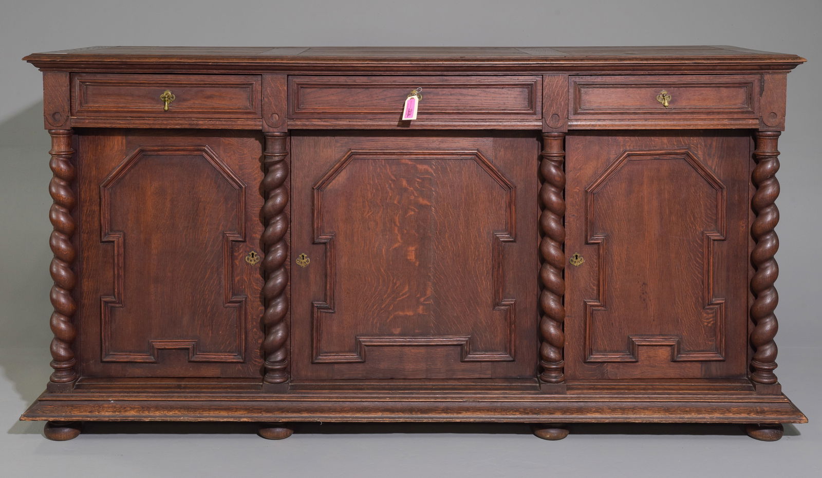Jacobean Large Carved Oak Barley Twist Sideboard (1 of 7)