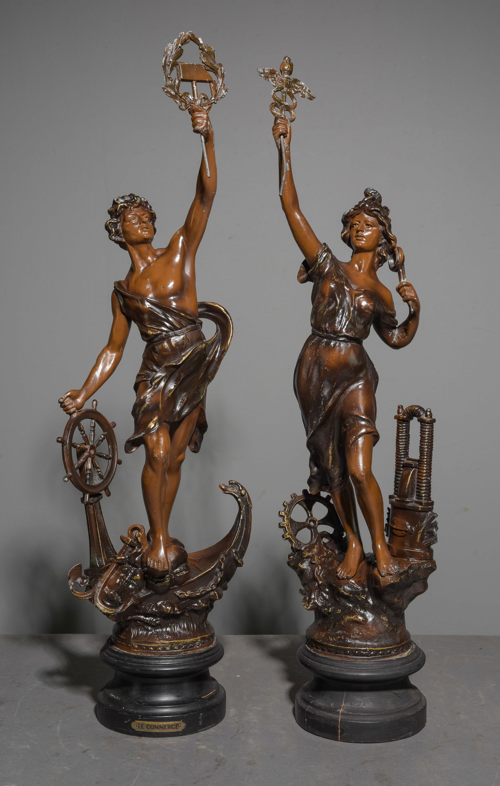 2 Art Nouveau Spelter Figures with Scepters (1 of 7)