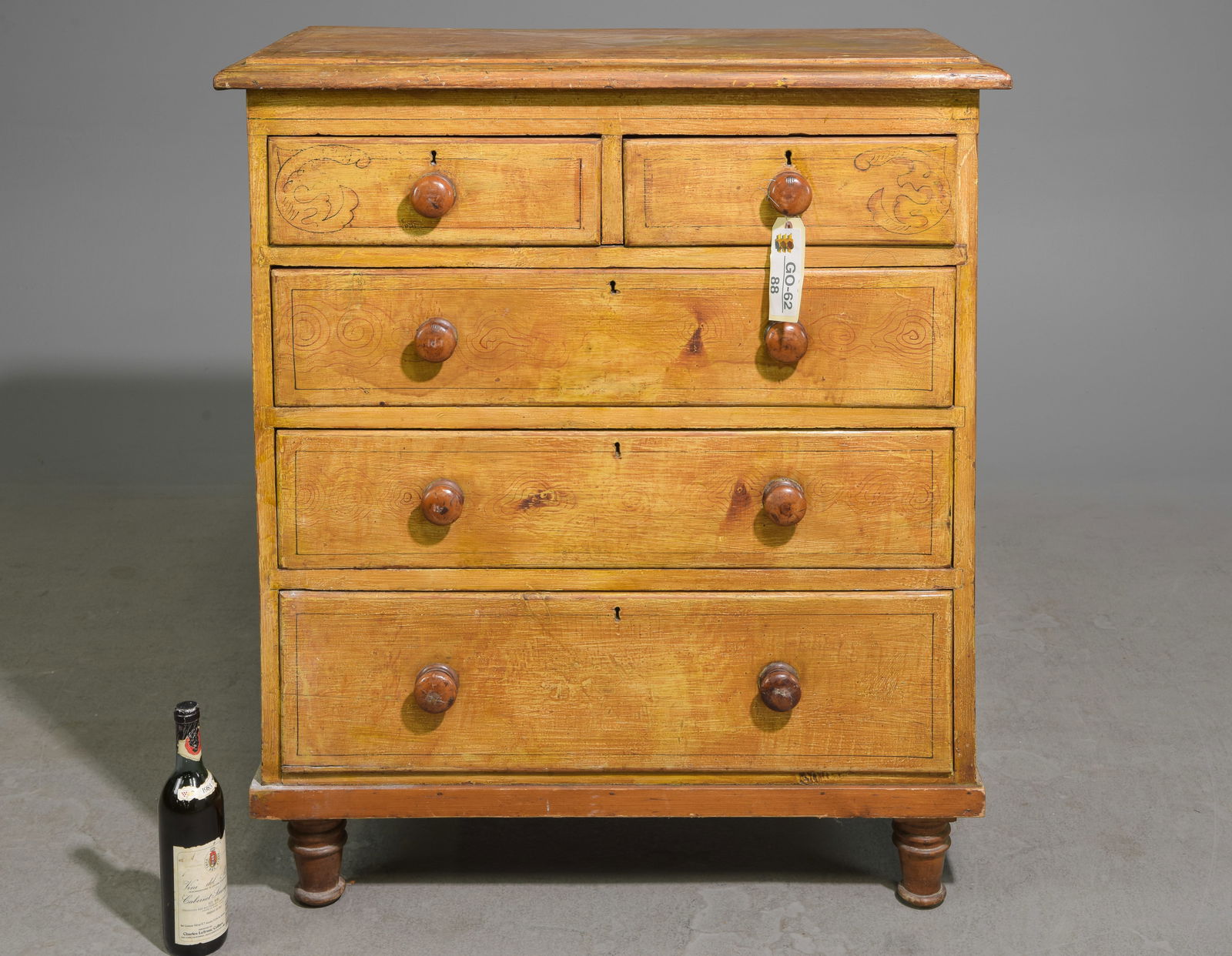 British Pine 5 Drawer Chest c.1920's-30's #2 (1 of 6)