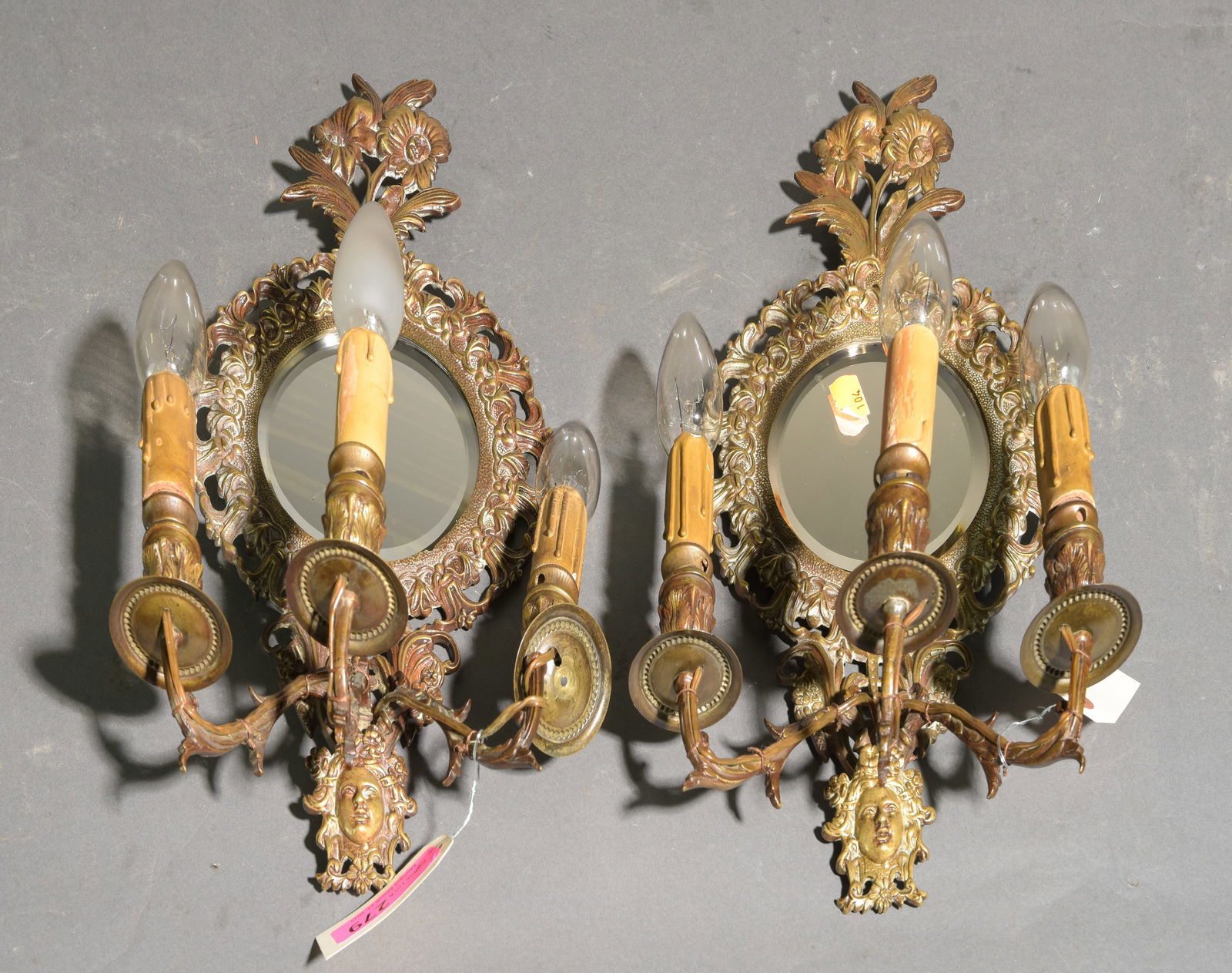 French Pair of Mirror Back Wall Sconces (1 of 6)