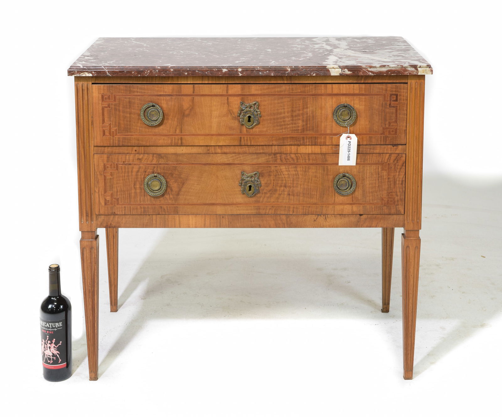 Louis XVI Style Marble Top Chest on Tall Legs (1 of 3)
