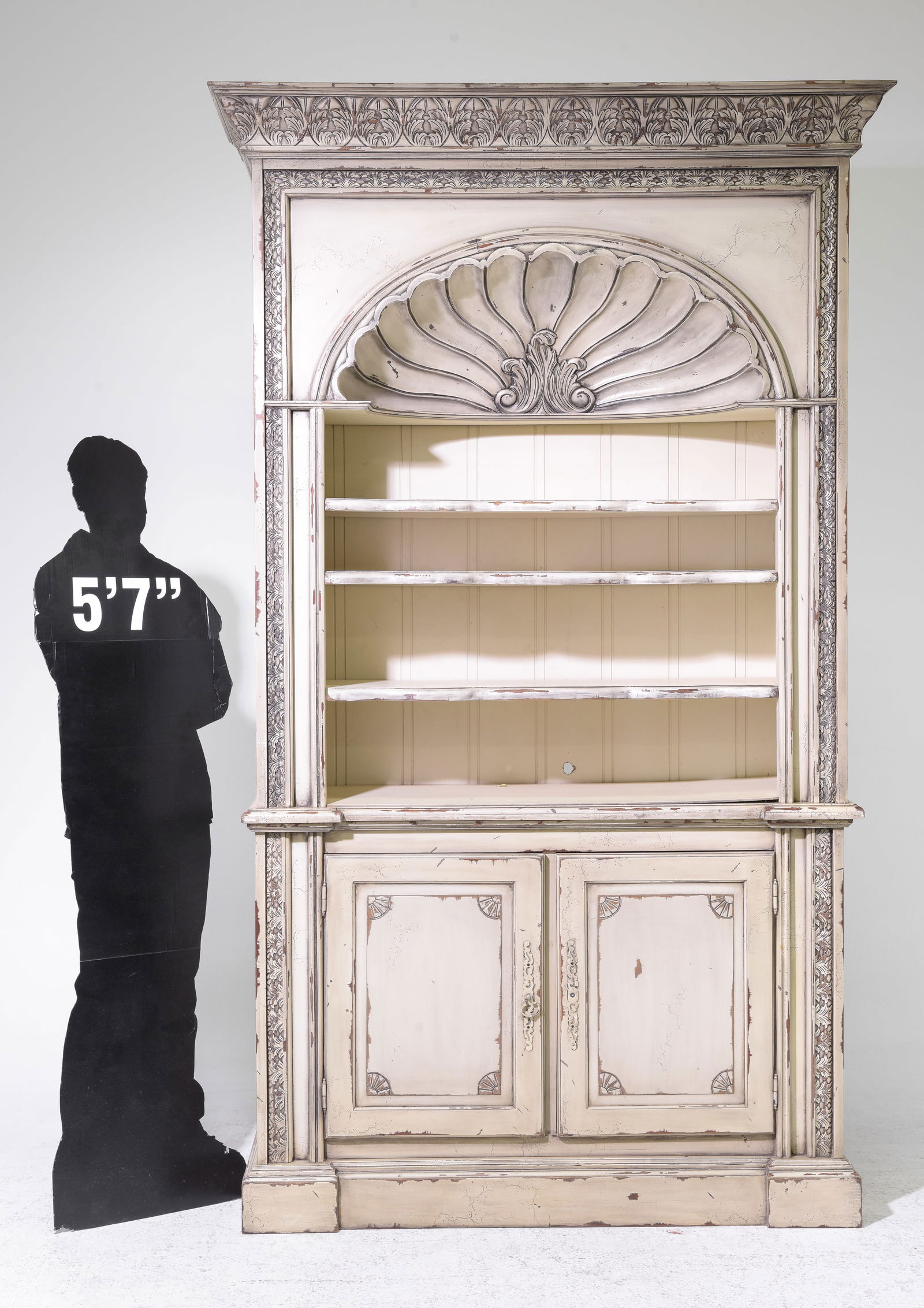 Habersham Style Painted Bookshelf with Shell Carving (1 of 7)