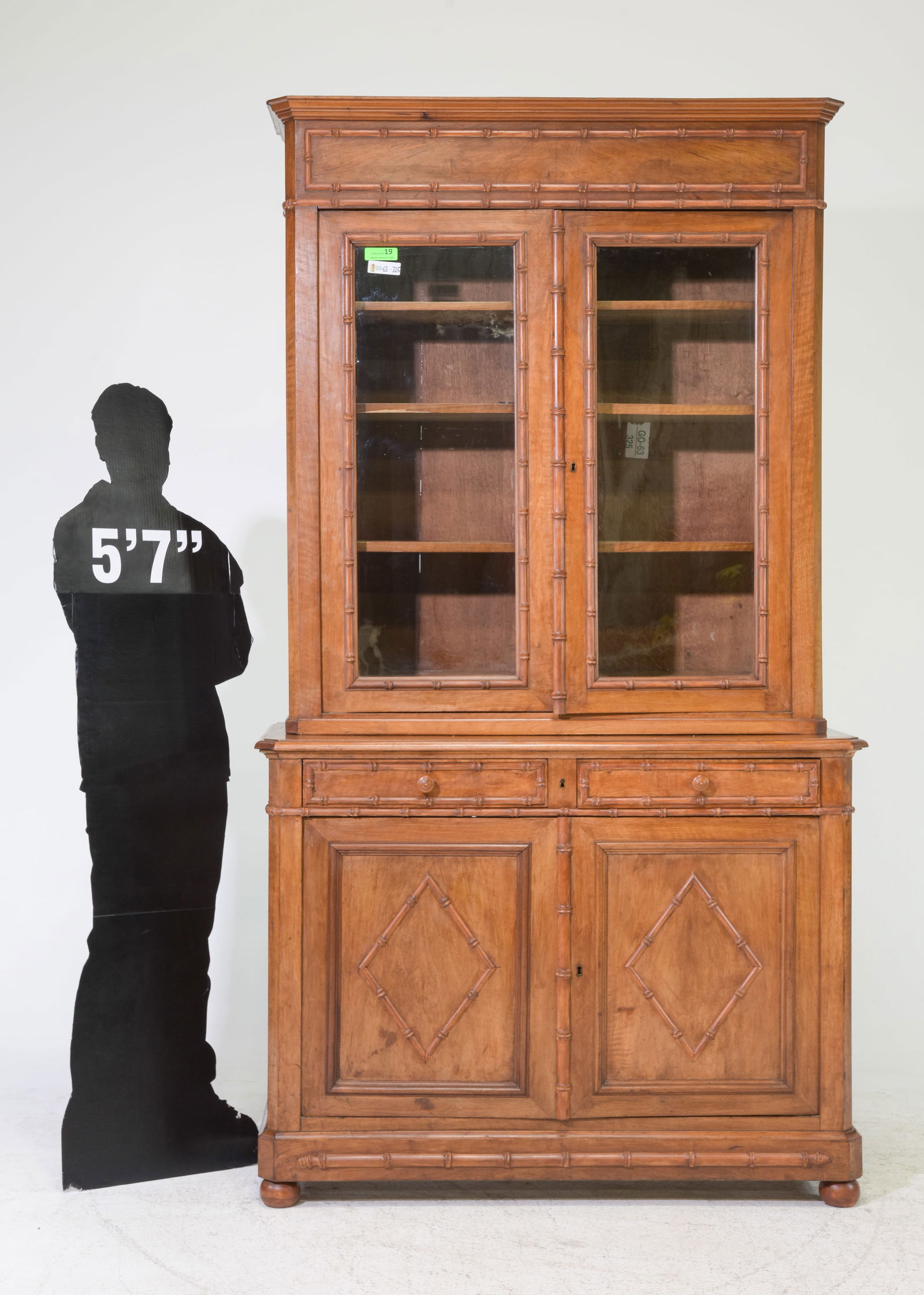 French Faux Bamboo Bookcase / Cupboard (1 of 7)