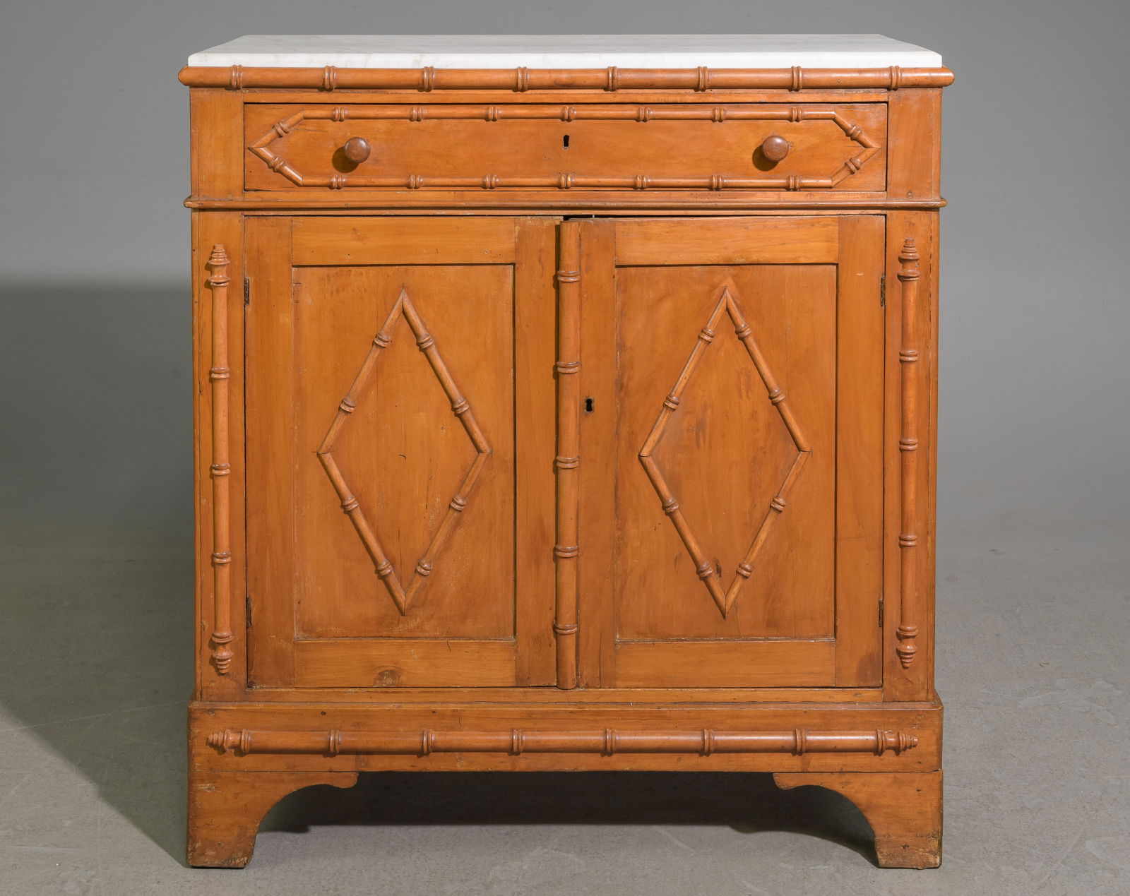 Faux Bamboo White Marble Top Buffet / Sideboard (1 of 6)