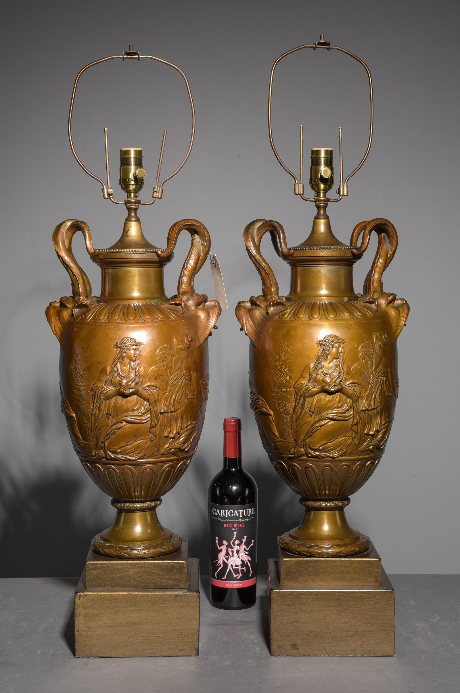 2 Ferdinand Barbedienne Bronze Urn Lamps (1 of 7)