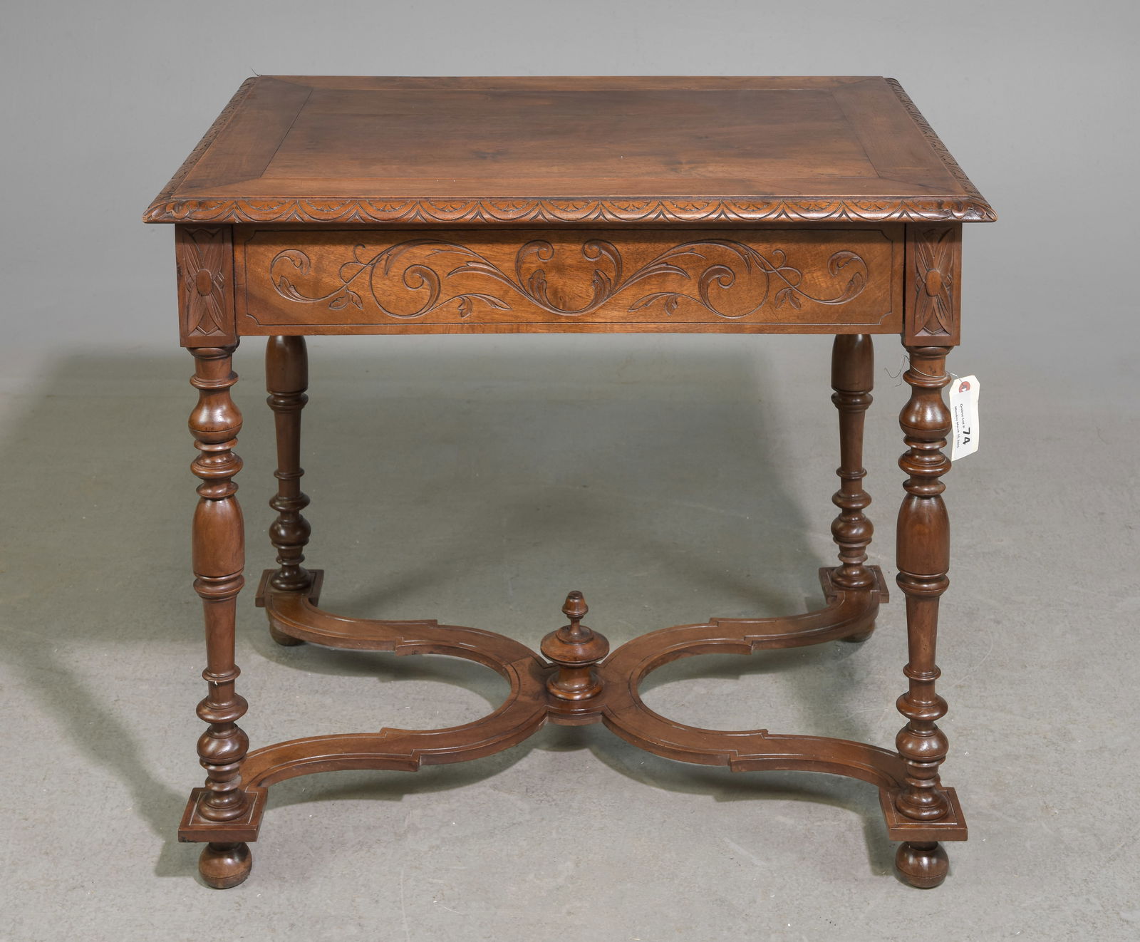 English Carved Walnut Single Drawer Table (1 of 5)