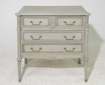 Louis XVI Style Grey Painted Four Drawer Chest