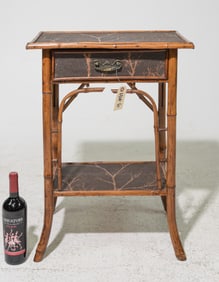 Bamboo Single Drawer Table with Branch Motif