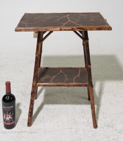 Bamboo Two Tier Occasional Table with Branch Motif