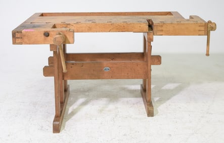 Swedish Pine Work Table with Vice