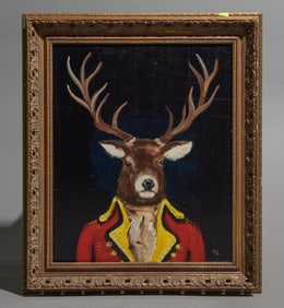 Gold Framed Dapper Stag / Deer Portrait