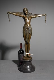 D.H. Chiparus Art Deco Bronze Dancer on Marble Base