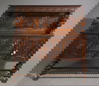 Jacobean Oak Barley Twist Sideboard c.1920's