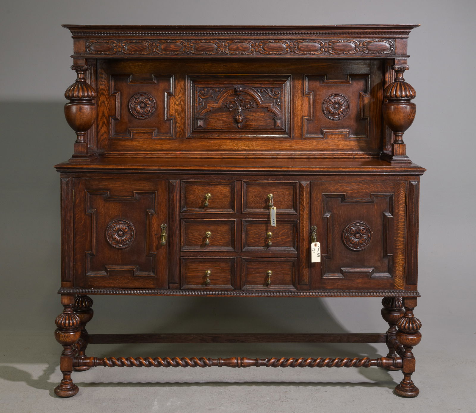 Jacobean Oak Barley Twist Sideboard c.1920's (1 of 10)