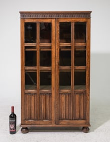 British Oak Double Door Bookcase c.1930's-40's
