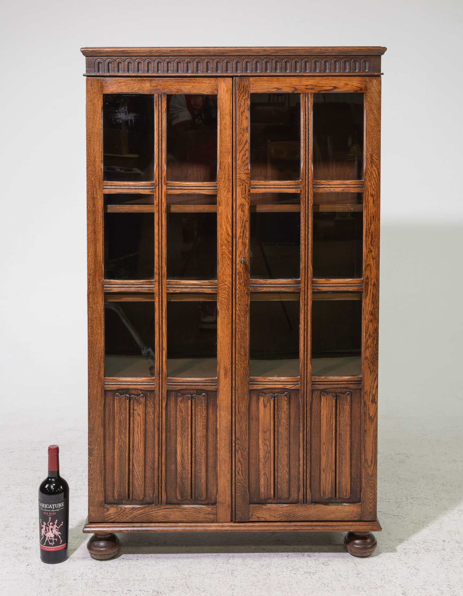 British Oak Double Door Bookcase c.1930's-40's (1 of 6)