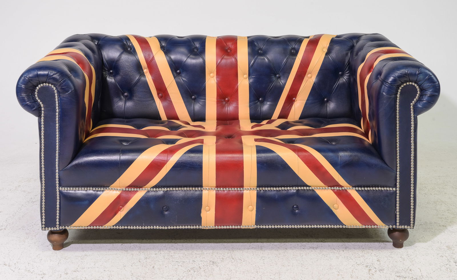 Union Jack Leather Button Tufted Loveseat (1 of 5)