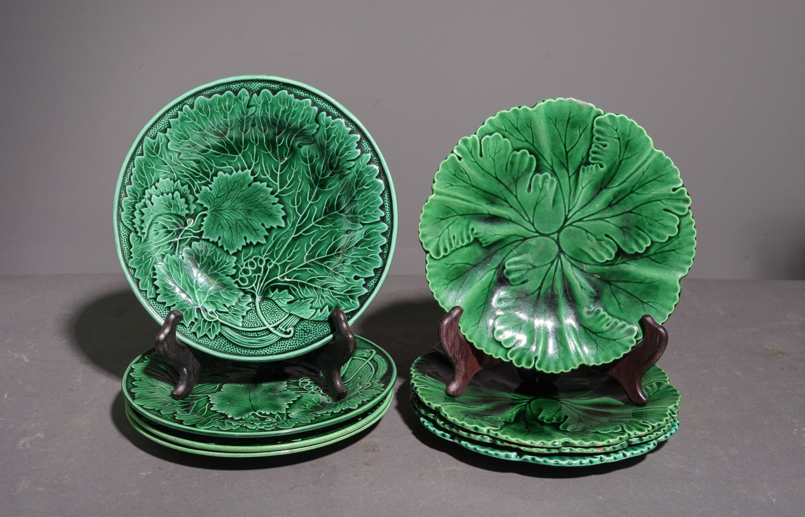 8 Assorted Green Majolica Plates (1 of 4)