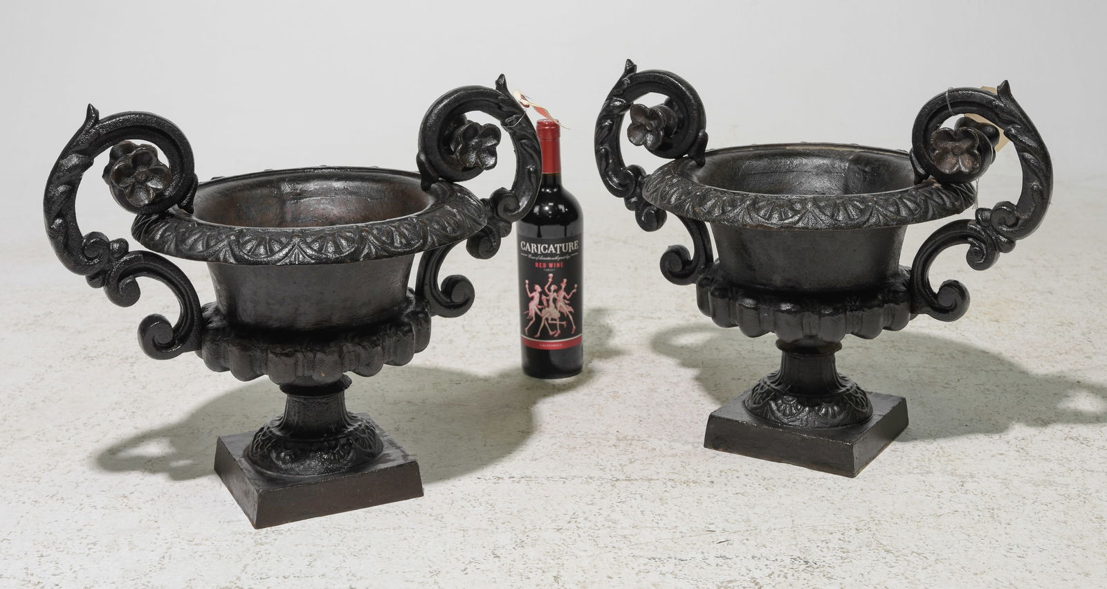 Pair of Petite Painted Cast Iron Planters (1 of 5)