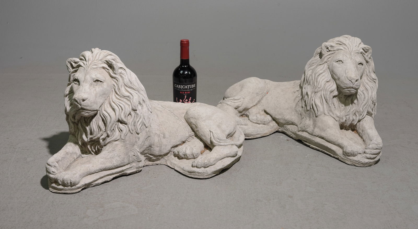 2 Cast Stone / Concrete Recumbent / Resting Lions (1 of 5)