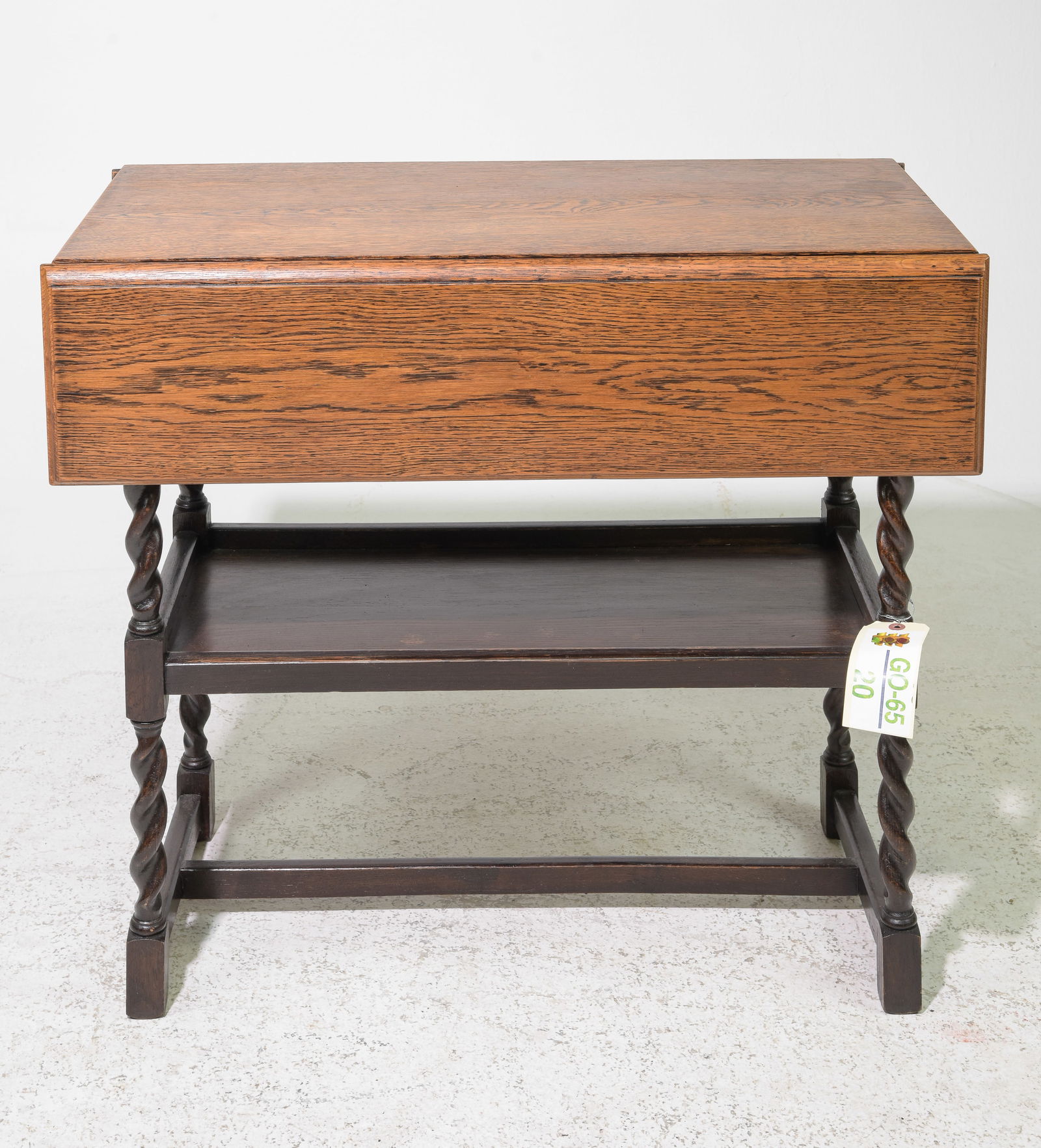 British Two Tier Drop Leaf Barley Twist Table c.1920's (1 of 3)