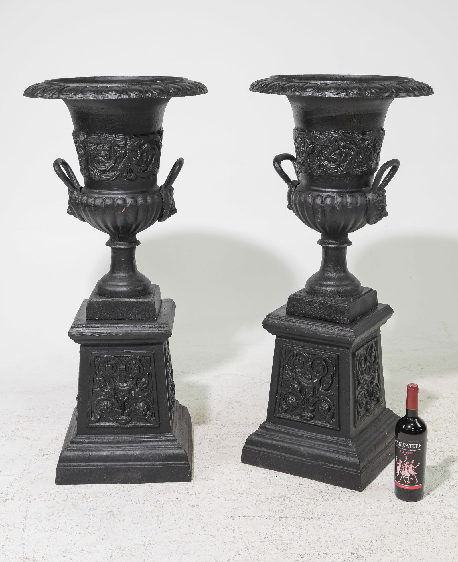 Classical Style Pair of Cast Iron Planters on Plinths (1 of 5)