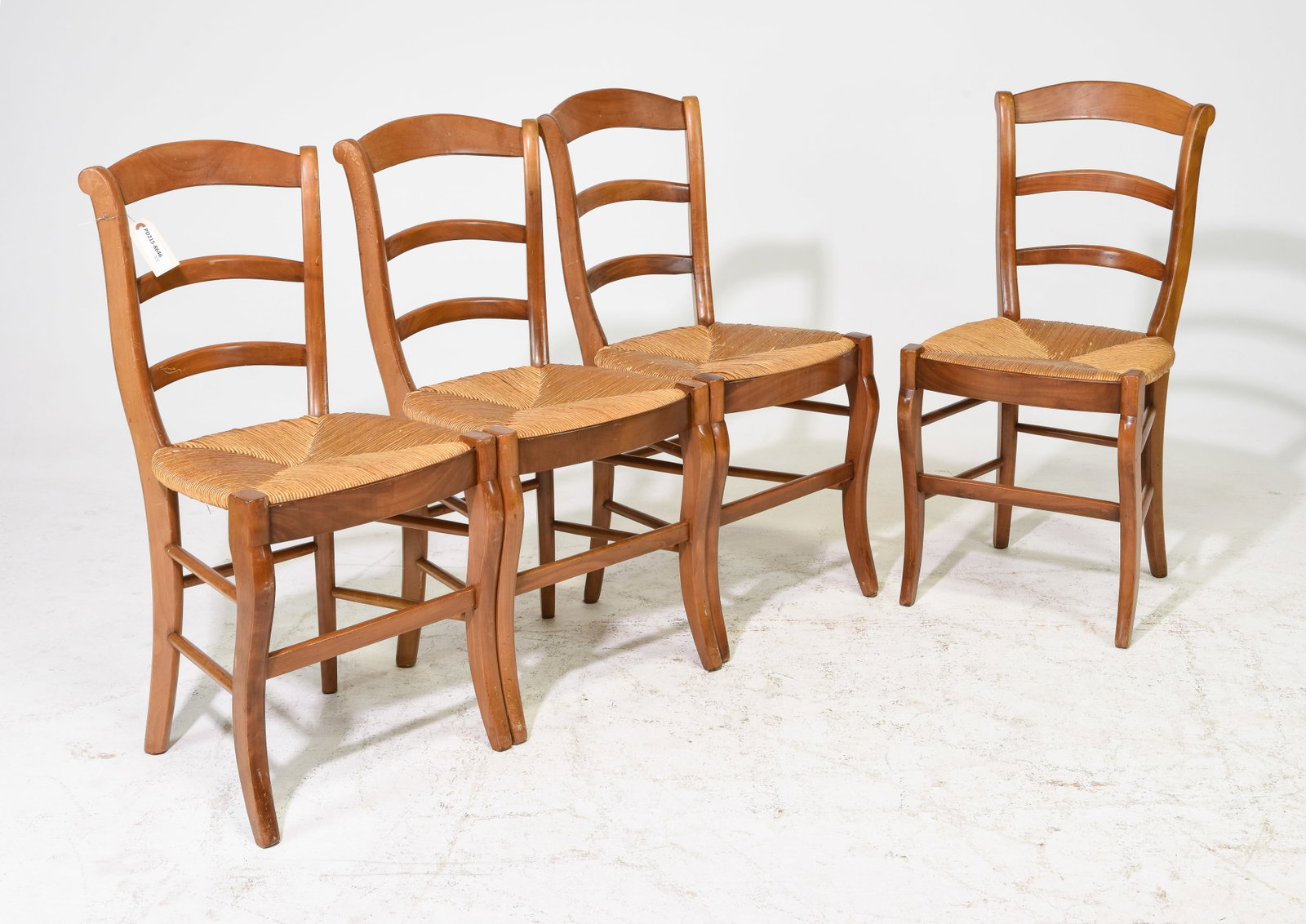 Set of 4 French Cherry Rush Seat Chairs: Set of 4 French Cherry Rush Seat Chairs - 34 in tall x 17 x 18, Seat height is 18.5 inches