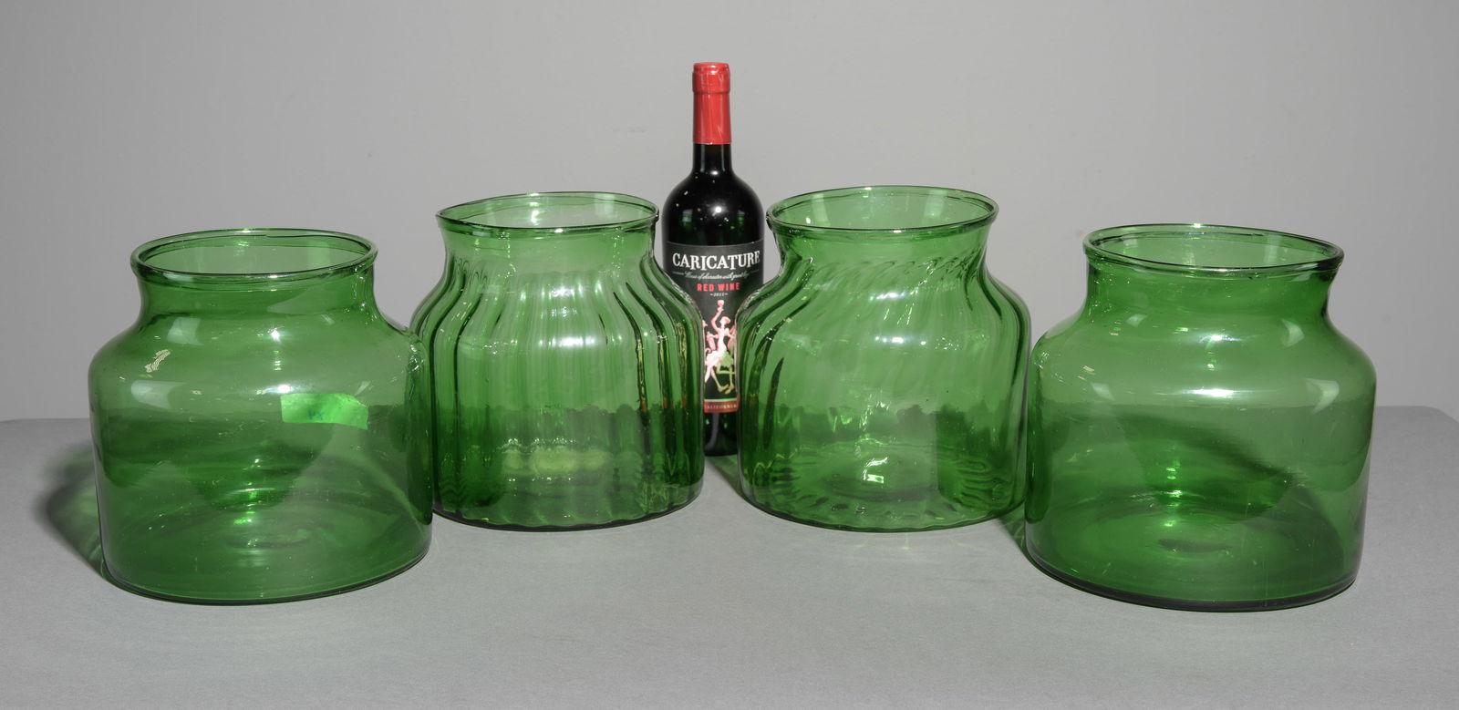 Four Hand Blown Green Glass Jars (1 of 3)