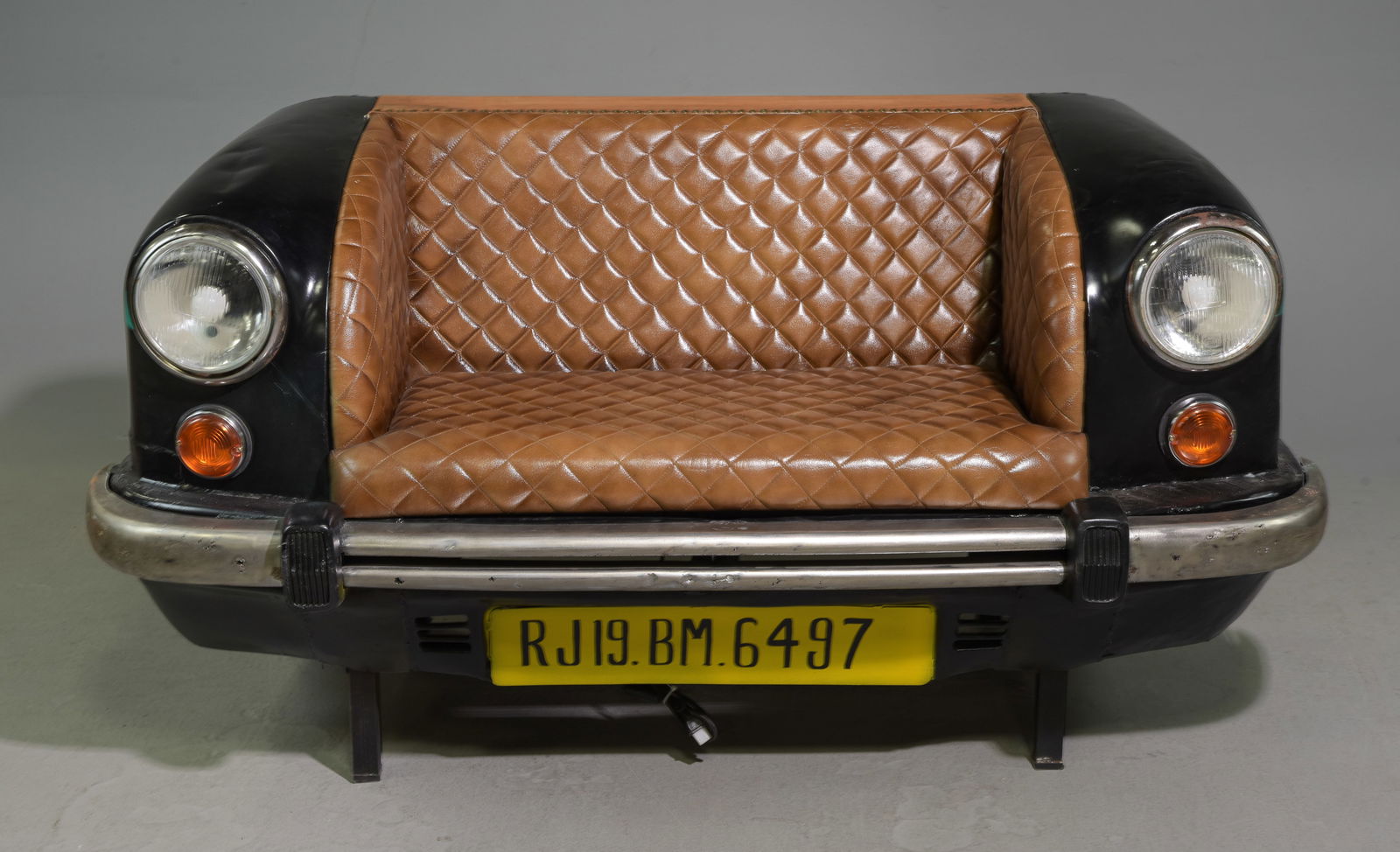 Modern "Car Front" Buffalo Leather Sofa (1 of 5)