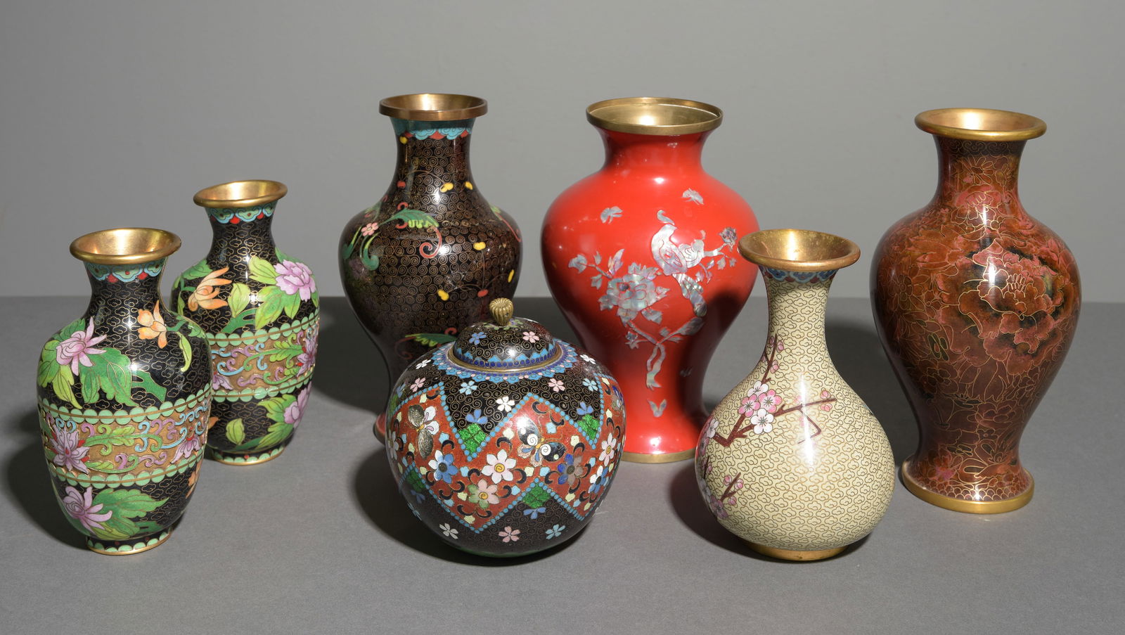 7pcs Assorted Cloisonne Vases (1 of 6)
