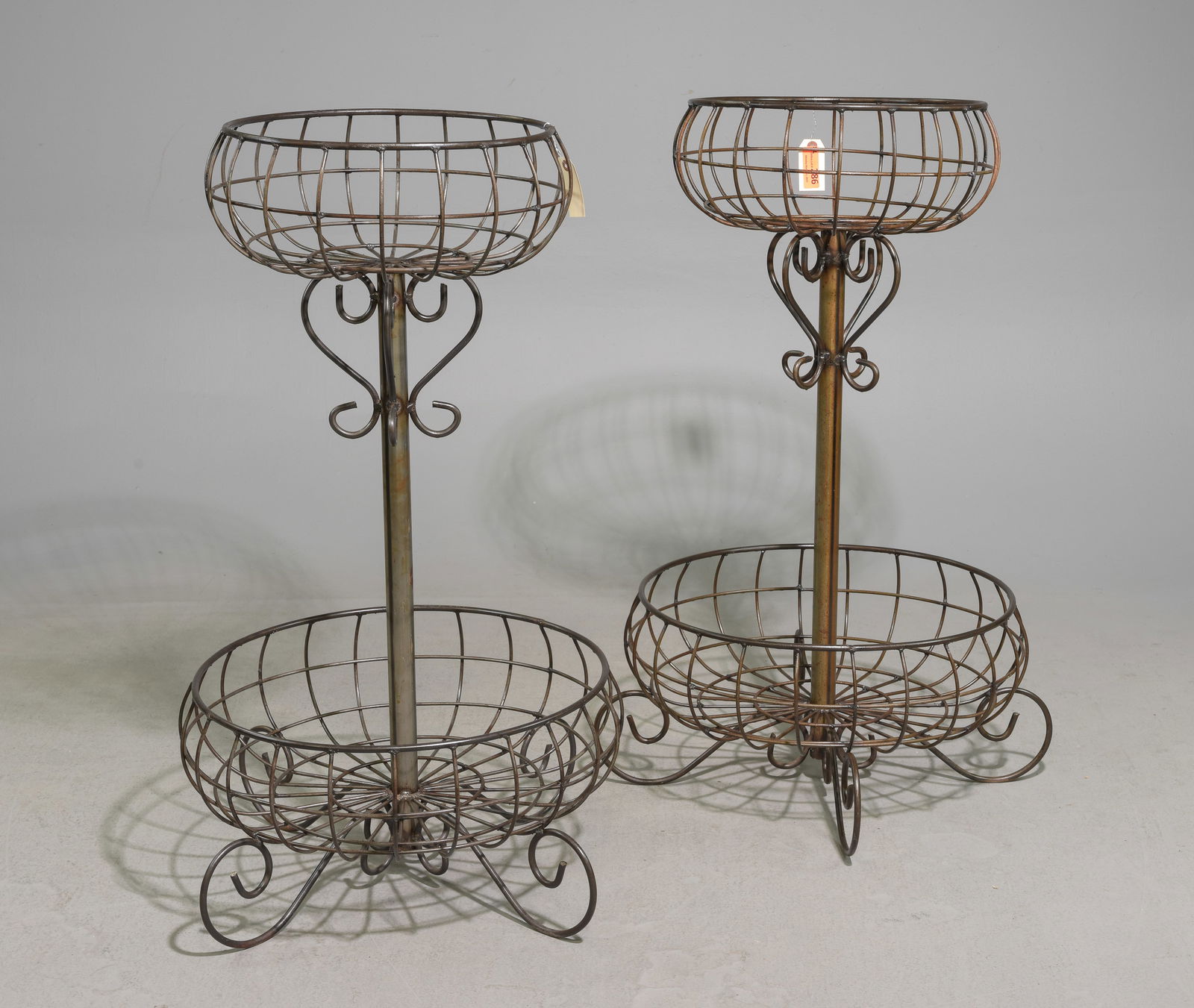 Pair of Two Tier Metal Planters (1 of 5)